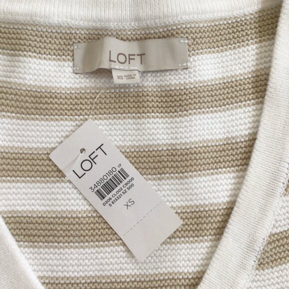 LOFT Cotton Sweater Vest Striped Sz XS - Picture 3 of 9